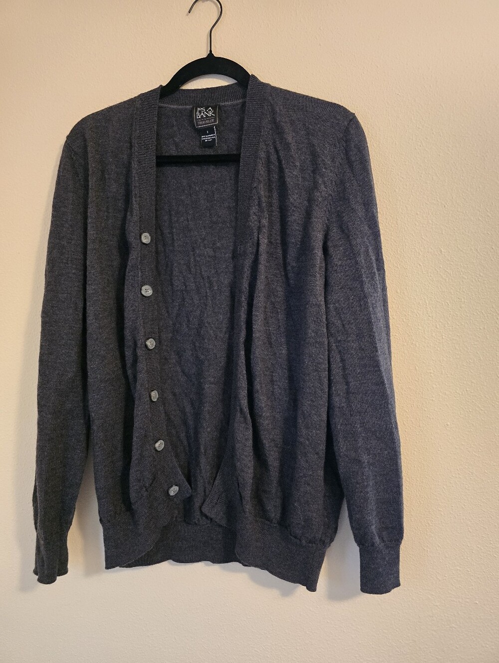 Jos A Bank Gray Wool Cardigan